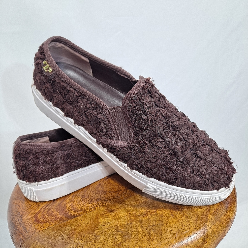 Tory Burch Brown Rosetta Slip On Shoes